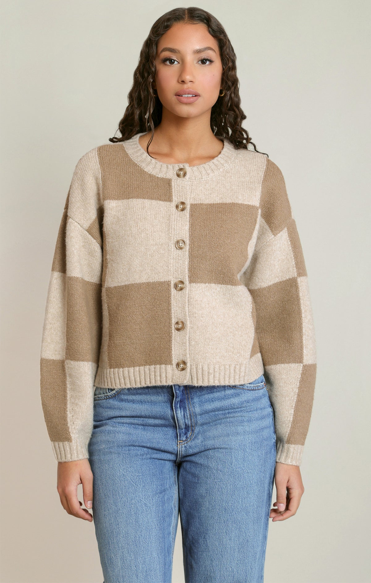 DEX-COLOUR BLOCK CARDIGAN