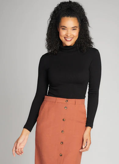 C'EST MOI-SEAMLESS RIB TURTLENECK TOP