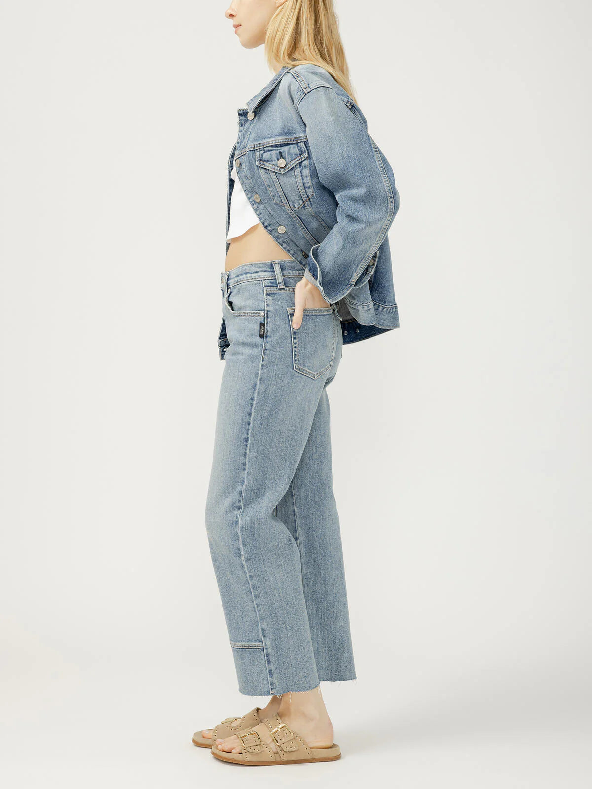 SILVER-"WESTERN" STRAIGHT LEG JEAN