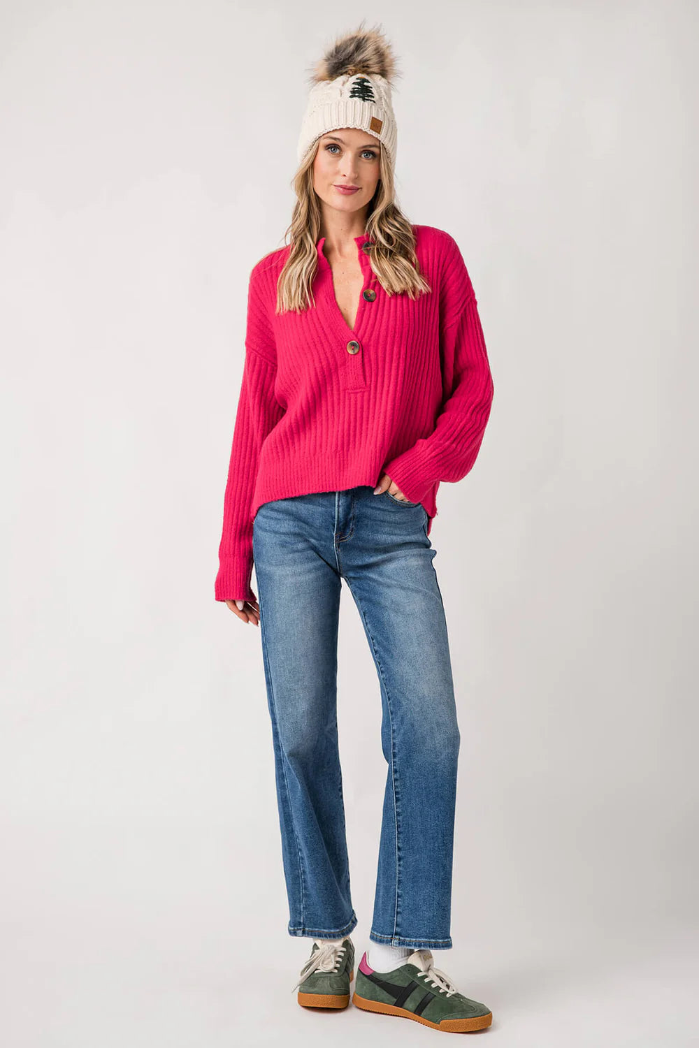 FREE PEOPLE-"COCOA"HENLEY SWTR