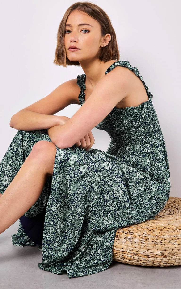 APRICOT-PRINT DRESS