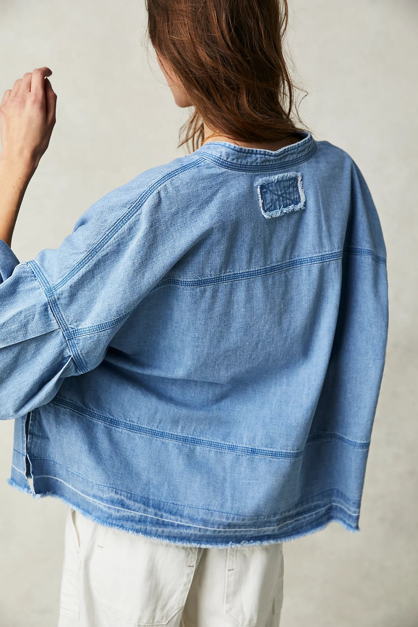 FREE PEOPLE-"JUDE" DENIM TOP