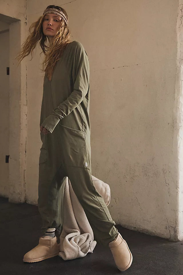 FREE PEOPLE-"HOT SHOT" LONG-SLEEVE ONESIE
