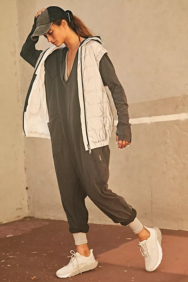 FREE PEOPLE-"HOT SHOT" LONG-SLEEVE ONESIE