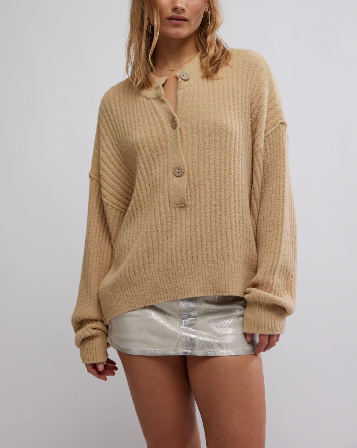FREE PEOPLE-"COCOA"HENLEY SWTR