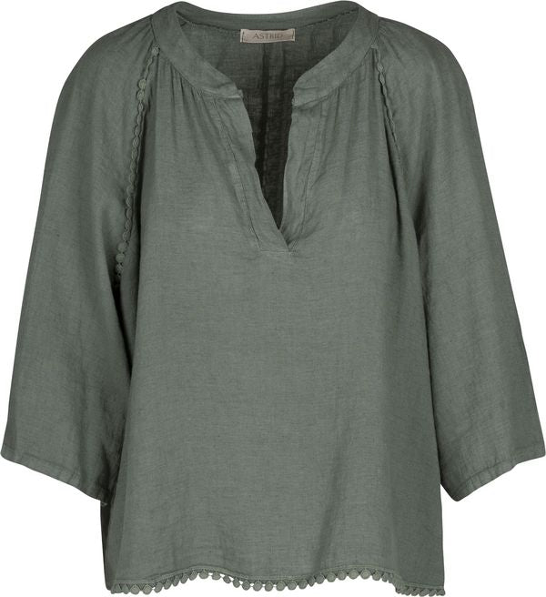 ASTRID-3/4 SLEEVE WOVEN TOP
