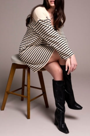 TRIBAL-STRIPE DRESS