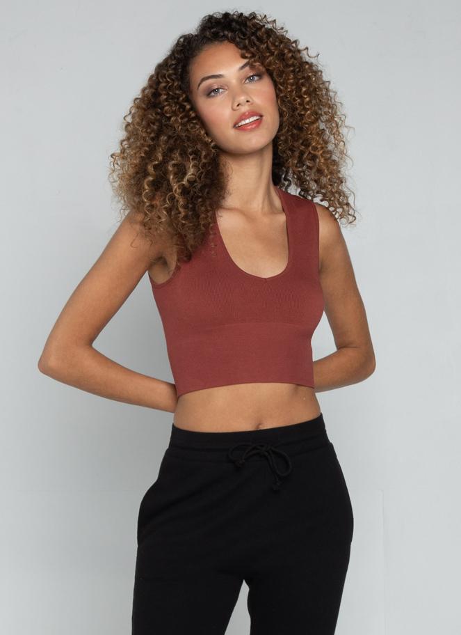 C'EST MOI DEEP V- NECK RIB TOP