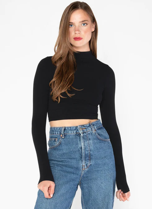 C'EST MOI CROP BAMBOO MOCK NECK TOP