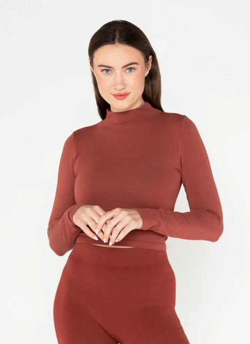 C'EST MOI CROP BAMBOO MOCK NECK TOP