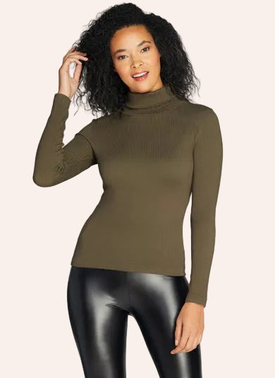 C'EST MOI-SEAMLESS RIB TURTLENECK