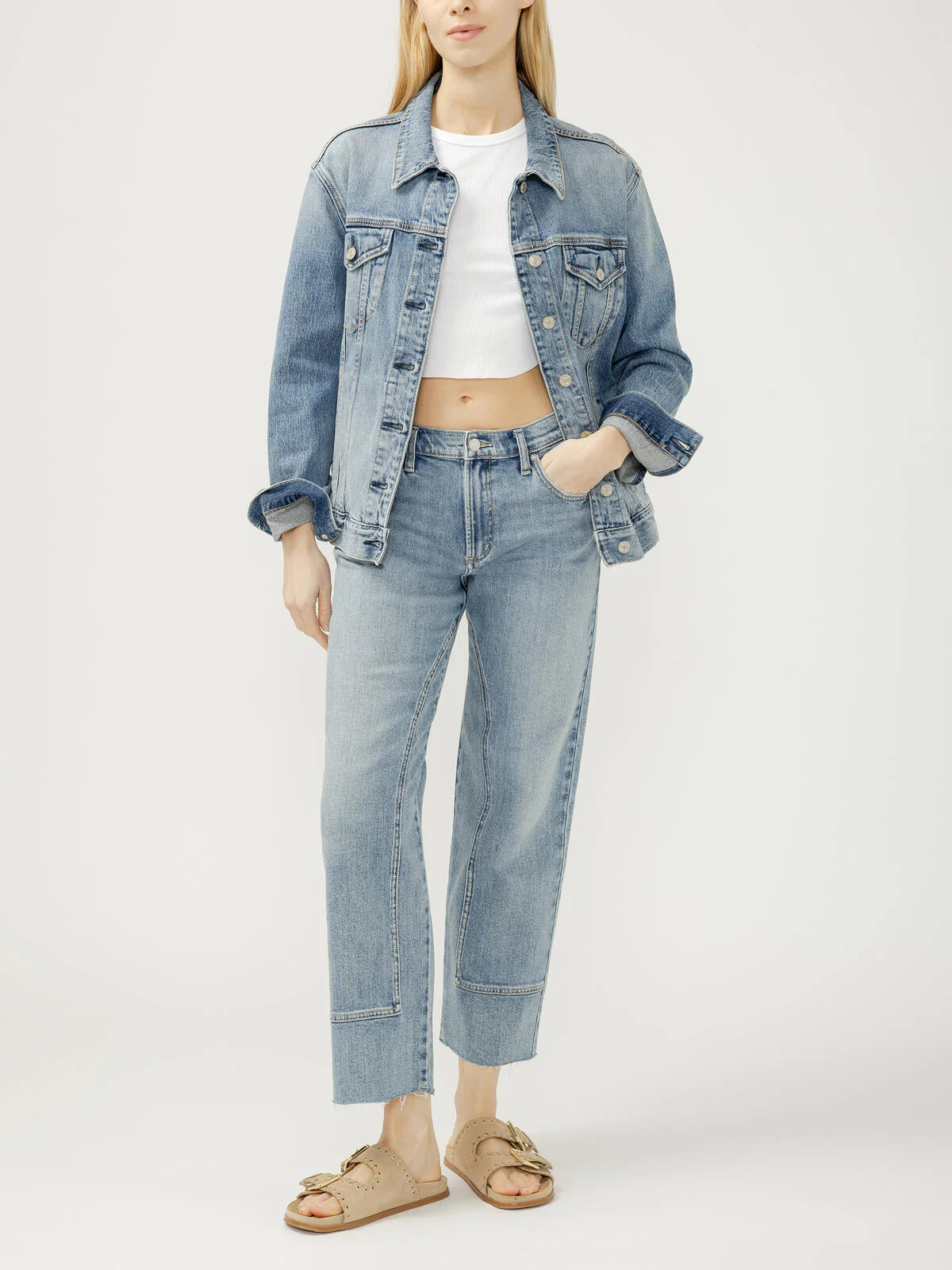 SILVER-"WESTERN" STRAIGHT LEG  JEAN