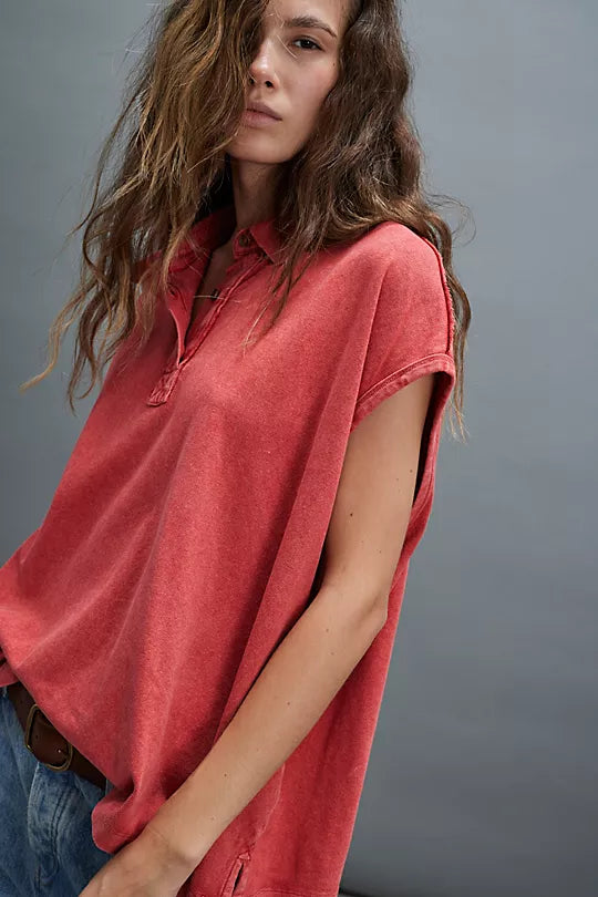 FREE PEOPLE-"KEEP ON" POLO