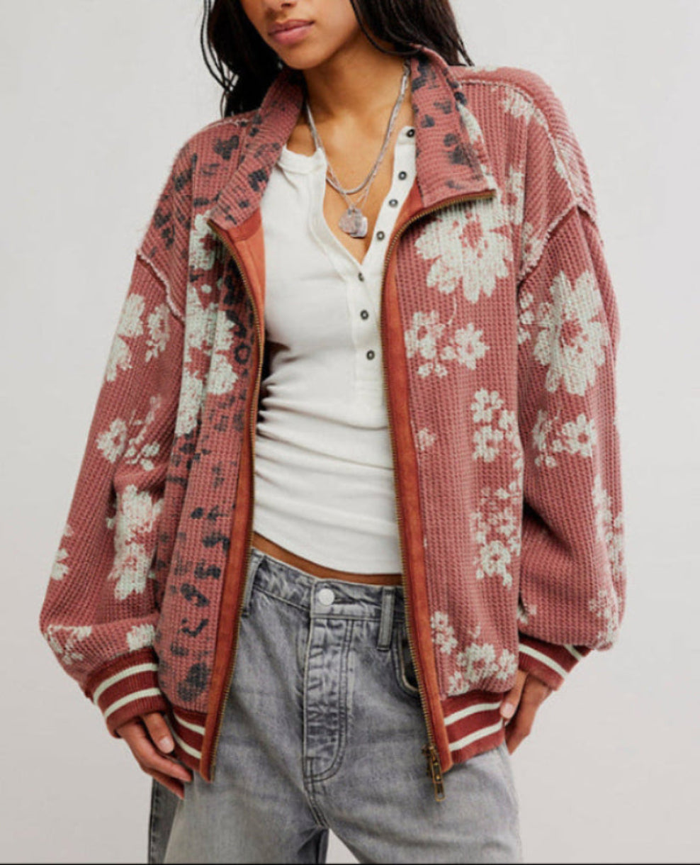FREE PEOPLE-"PRINT MIX" CARDIGAN