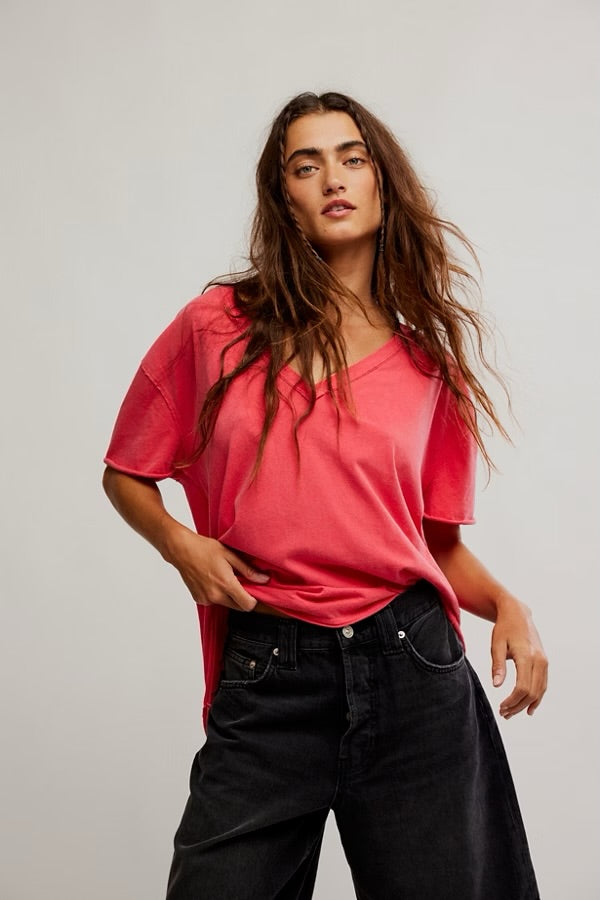 FREE PEOPLE-"NINA" V-NECK TEE