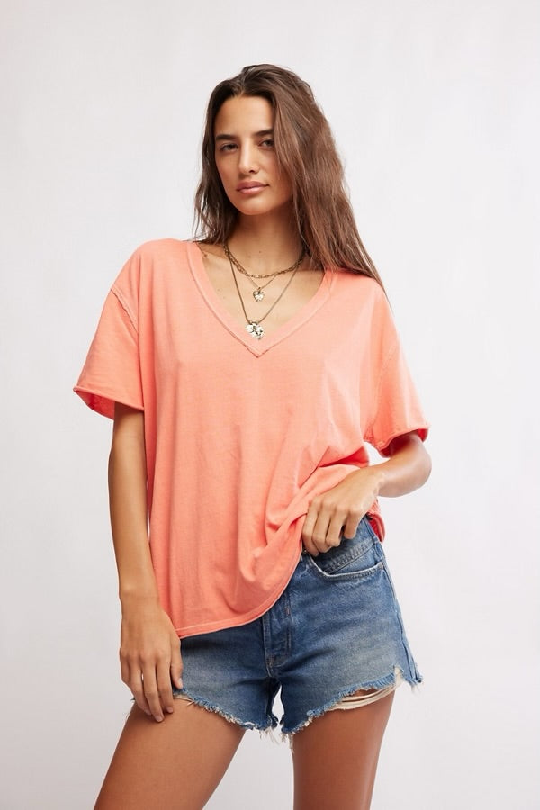 FREE PEOPLE-"NINA" V-NECK TEE