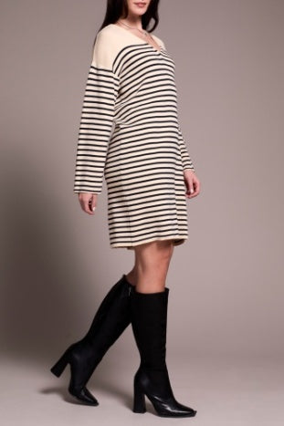 TRIBAL-STRIPE DRESS